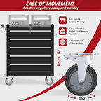 5-Drawers Rolling Tool Chest, Tool Chest with Wheels and Drawers, Rolling Box with Locking System, Tool Box with Wheels for Garage, Warehouse, Workshop (Black, 5 Drawers)