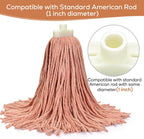 Matthew Cleaning Screw-on Heavy Duty Cotton Wet Mop Replacement Heads(Orange, Medium,3Pack) with 2 Pack Microfiber Cloth for Residential & Commercial Floor Cleaning Use- Fit Standard American Screw