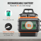 VEVOR 100ft Self Leveling Laser Level, Manual Green 3 x 360° Cross Line Laser, Manual Self-leveling Mode 12 Lines Laser, IP54 Waterproof 8h Continuous Working Time Line Laser