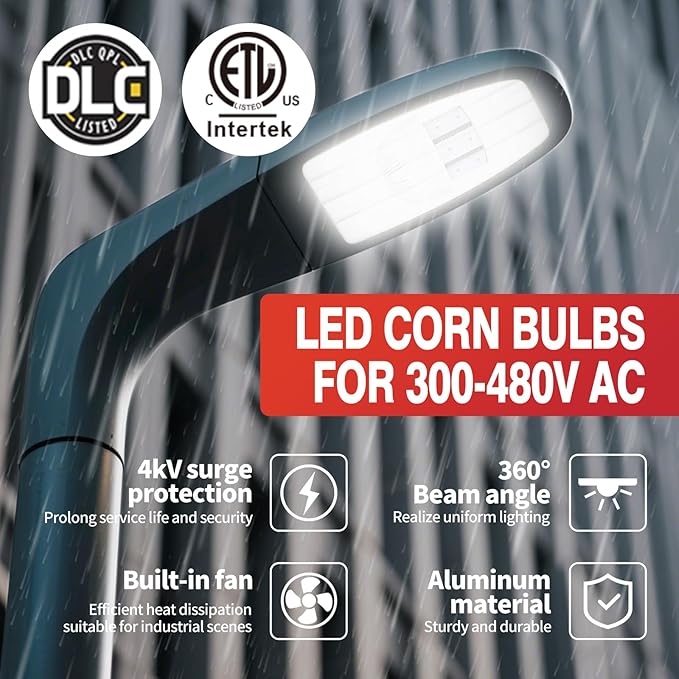 480V LED Corn Light Bulb, 85W E39 Mogul Base, 14025LM (165 LM/W), 5000K Daylight Lamp, Replacement 400W HPS/MH for Indoor Outdoor Garage Warehouse Factory Backyard