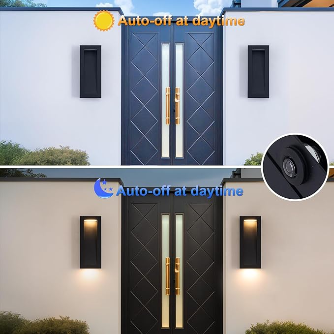 Modern Outdoor Wall Light with LED, Exterior Lighting Fixtures 2700K Integrated, Matte Black Outside Wall Mount Lights for House Front Door Porch Garage Patio Black 1 Packs