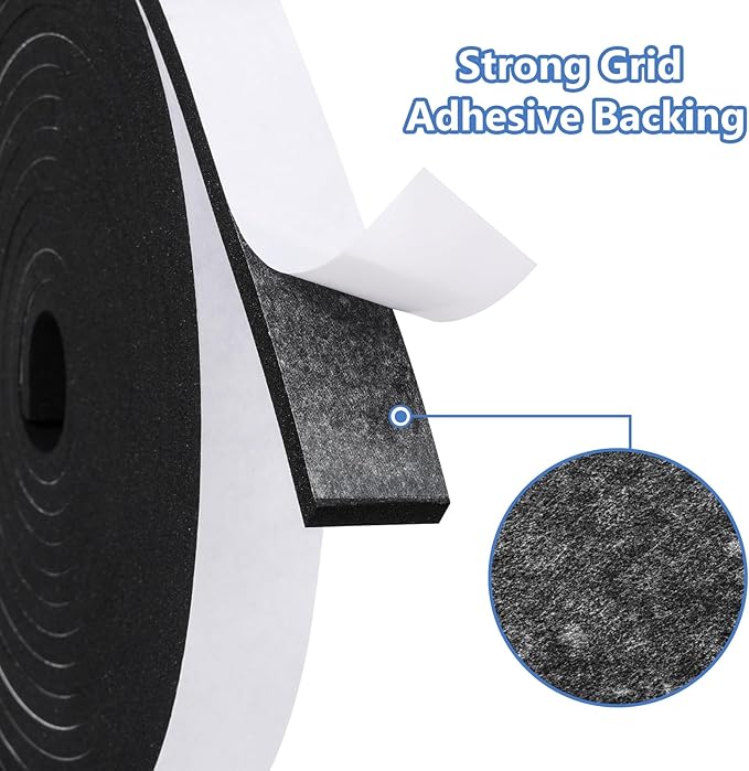 Weather Stripping Door Seal Strip (4/5 Inch X 1/16 Inch X 32Feet), Strong Adhesive, Lightproof, Soundproof, Weatherproof Foam Tape Insulation for Sliding Door, Front Door Frame, Windows- Black