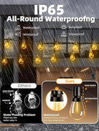 Outdoor Patio String Lights: S14 Shatterproof Bulb Outside Waterproof Light - 150Ft 45M Remote Dimmable Connectable Hanging Outdoor Electric Lighting - Garden Backyard Yard Gazebo Porch Party