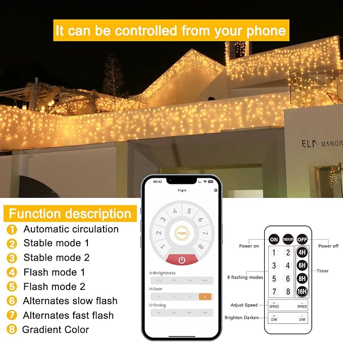 Christmas String Lights Outdoor - 131Ft/40M 1680 LED 8 Modes with Remote Control and App Waterproof Christmas Lights for Patio Yard Garden Wedding Party-Warm White