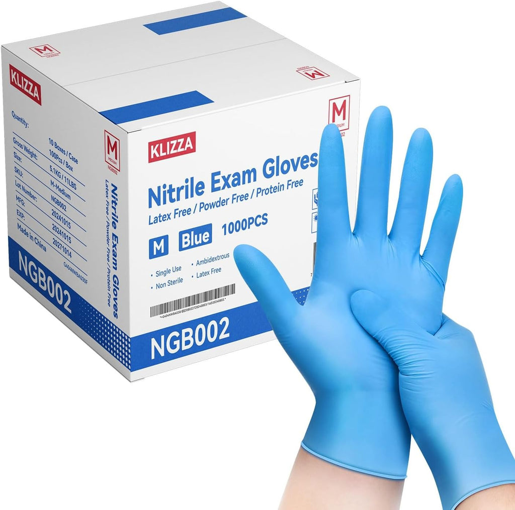 4 Mil Nitrile Gloves Disposable Latex Free, Blue Rubber Gloves Safe for Food Prep, Cooking, Cleaning, Exam, 1000 PCS