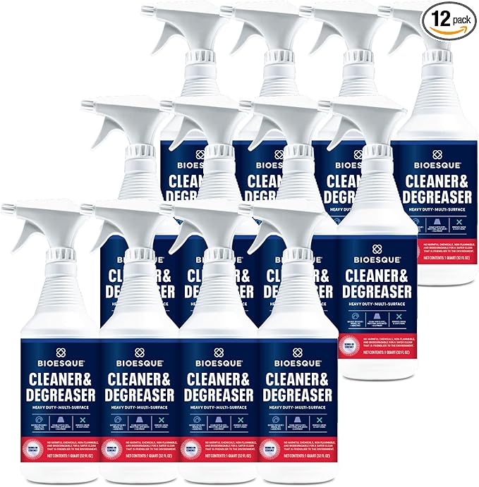 Bioesque Heavy Duty Multi-Surface Cleaner & Degreaser Concentrated Professional Formula, 32 Fl Oz (Pack of 12)