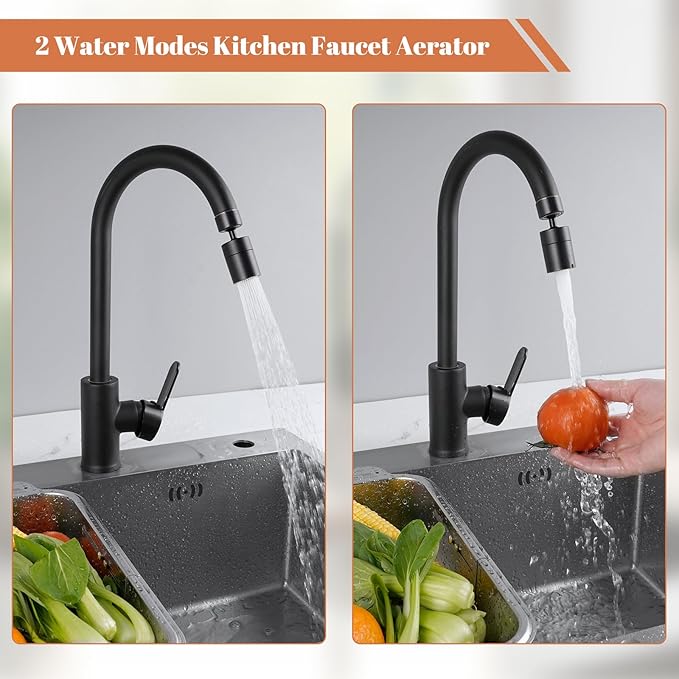 Hibbent Dual-function Faucet Aerator, Big Angle Rotate Kitchen Sink Aerator Sprayer Head 360° Swivel Sink Sprayer Attachment-Oil-Rubbed Bronze