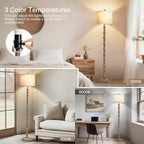 Luvkczc 62" Farmhouse Floor Lamp for Living Room & Bedroom - 3-Color Temperature Standing Lamp, Vintage Rustic Tall Floor Lamps with Rotary Switch, Resin Corner Lamps for Office (Dark Brown)