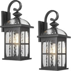 Darkaway 2pcs Large Outdoor Wall Light, 22inch Exterior Light Fixture with Water Ripple Glass, Aluminum Outside Lights Sconces Exterior Lighting for House Porch Patio Doorway