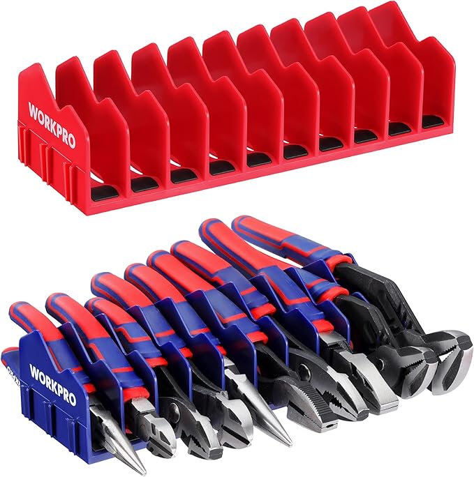WORKPRO 2-Pack Plier Organizer Rack, Pliers Holder and Cutter Organizers with Non-Slip Rubber Base, 20-Slot Tool Box Organizer, Tool Drawer Organizer, Tool Storage, Plier Rack (Pliers Not Included)