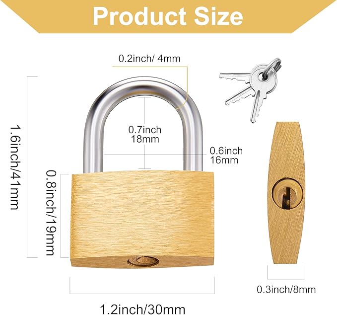 Kenning 16 Pcs Solid Keyed Alike Padlocks 1.18" Solid Brass Padlock with Key Weatherproof Luggage Locks Suitcase Lock Wide Body with Hardened Steel Shackle for Sheds, Storage Unit, Gym Fence