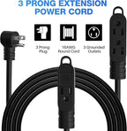 3 Prong Power Extension Cord with Multiple Outlets 4 FT, 16/3 Gauge Multi 3 Outlet Wire, 90 Degree Angled Male Plug, 16 AWG Grounded Wire (13A 125V 1625W), ETL Listed, Black Cable with 25 Cable Ties