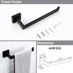 BAGNOLUX Matte Black Bathroom Accessories Set 4 Pieces, Bathroom Towel Holder Set Stainless Steel, Black Towel Bar Towel Racks for Bathroom Wall Mounted, Square Bathroom Hardware Set Heavy Duty