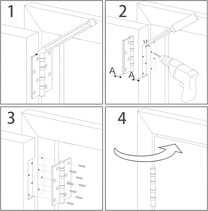 18 Pack Matte Black Door Hinges 3.5 x 3.5 Inch Interior 3 1/2 Inch Door Hinges for Doors Rounded 5/8" Radius Corners Flat Iron Hinge 3 ½"x 3 ½" Door Hardware Controls