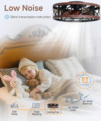 19'' Caged Ceiling Fans with Lights and Remote, Fandelier Ceiling Fan with Light, 6 Speeds and Reversible, Low Profile Ceiling Fan with Light for Bedroom, Living Room and Kitchen