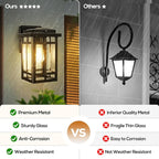 2 Packs Dusk to Dawn Outdoor Wall Lighting 9.76'', Exterior Light Fixture Wall Mount for House Front Porch Light, Black Anti-Rust Modern Outdoor Lantern with Tempered Glass Shade for Garage