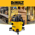 DEWALT 10 Gallon Shop Vacuum Wet and Dry, 5.5 Peak HP Poly Wet Dry Vacuum Cleaner with Attachments, 2-Stage Motor, Portable Handle/Caster with Drain Blower, DXV10PZ for Car, Garage, Workshop, Pet Hair