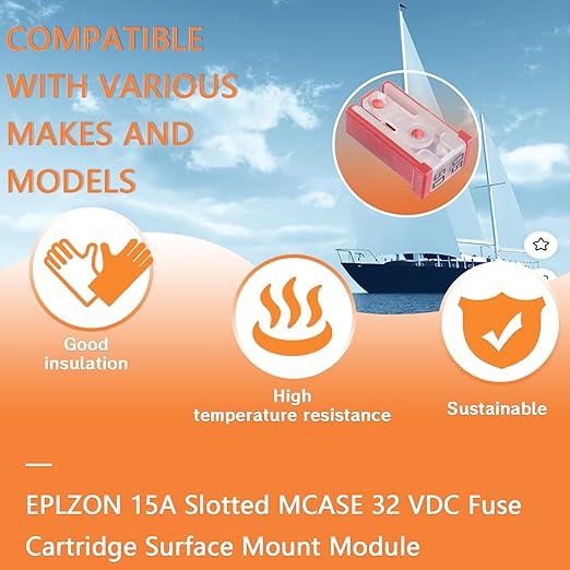 50A 32V Mini Slotted Automotive MCASE Shaped Cartridge Fuse Kit(Pack of 10pcs,50A)