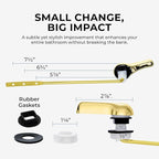 Qualihome Gold Toilet Handle - Front Mount Polished Brass Toilet Flush Handle Lever Replacement - Universal Fit - Durable Design - Easy Installation - Ideal for Most Front Mount Toilets