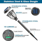 LeiDrail Solar Lights Outdoor Pathway, 6 Pack LED Glass Metal Solar Garden Lights with 2 Modes, Garden Decor for Yard Patio Landscape Walkway