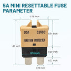 NuIth Manual Reset Mini Fuse Circuit Breakers 5A, E39 Low Profile ATO/ATC Circuit Breaker Blade Fuse 12V-32V DC 5A Re-settable Standard Blade Fuses for Car Truck RV Marine (2PCS-5A)