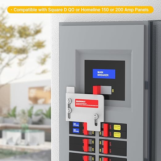 Generator Interlock Kit Compatible with Horizontal Main Cutler Hammer CH Series TAN Breaker 150 or 200 amp Panels, Interlock Kit with 1 1/2 Inch Spacing Between Main and Generator Breaker