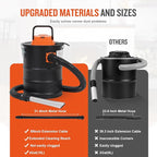 Ash Vacuum Cleaner -4 Gallon Fireplace Ash Vac with 800w Powerful Hose Non-Woven Dust Separator | Dry Stove Vacuum for Fireplaces Pellet Grill Wood Stove Fire Pits Orange