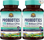 Vitalitown Probiotics 120 Billion CFUs | 36 Strains, with Prebiotics & Digestive Enzymes for Men Women | Shelf Stable | Digestive & Immune Support | Vegan | 60 Delayed Release Veg Caps