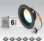 ASD 4 Inch Retrofit LED Recessed Lighting | Metal Trim Black 10W 849LM 120V 2700K-5000K Adjustable Ceiling Downlights | Triac Dimmable Wet Rated Room Can Lights, ETL Energy Star, 6 Pack