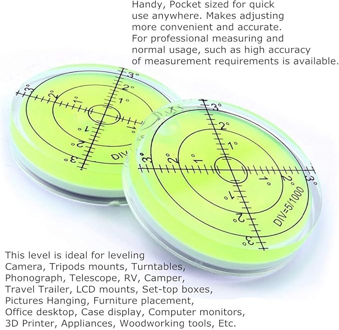 Bubble Spirit Level 60x12mm Degree Marked Surface Circular Level Round Levels Bubble Measuring Layout Tools