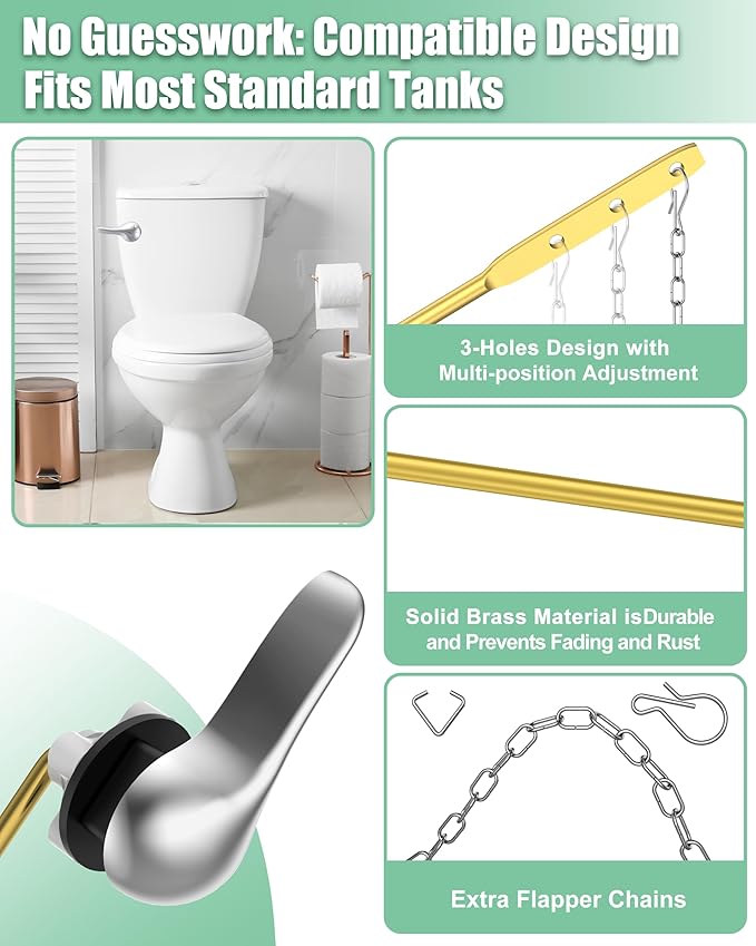 Toilet Flush Handle Replacement Kit: Front Universal Toilet Bowl Replacement Kit, Toilet Repair Kit Inside Tank Chain Flusher Handle Lever Replacement Parts Compatible with American Standard Mansfield