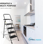 SIMPLI-MAGIC 4-Step Ladder, 800 LBS Capacity Folding Step Stool – Anti-Slip Wide Steps & Handgrip – ANSI Certified Lightweight & Durable Steel Stepping Stool for Kitchen, Home, Office & Garage