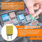 Auto Reset Fuse E71 E77 car ATM Low Profile Mini Blade Style Automatic Circuit Breaker T1 14V DC 5A 10A 15A 20A 25A 30A Boat Marine RV Car Truc（6 pcs Mixed）