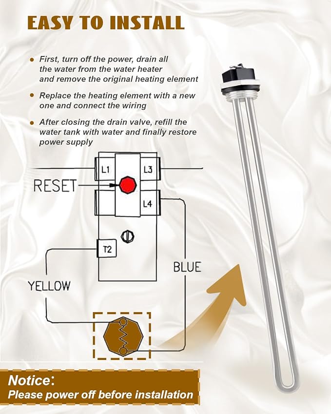 Water Heater Element 4500W 240V, Fit for AO Smith ECT 52/55/66/80/120, ECS 30/40/50, ECLN ELJN ECJN 40, ECL 30/50, E6 Electric Water Heater, Silver