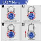 Combination Lock, LQYN Standard Dial Combination Lock, Pack of 48; Blue Turnplate, 2 in. Wide, Fixed Three Digital Combination, for School, Gym & Locker, Toolbox, Gate