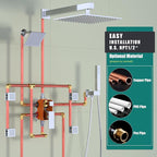 Enga Dual Shower Head Shower System with Body Jets, Wall Mount 10+6" Dual Rain Shower Head with 2 in 1 Handheld Spray for Two People, Shower Faucet Set with Valve Kit, Chrome