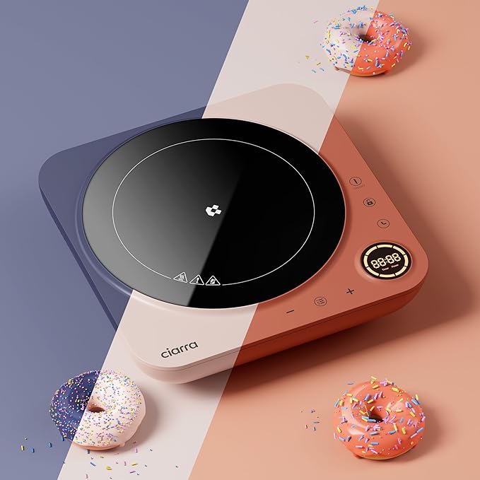 CIARRA Slim Portable Induction Cooktop – Single Burner Electric Stove with Touch Sensor, Digital Timer & Safety Lock for Countertop Cooking, Efficient Induction Cooker for Home Use, Orange