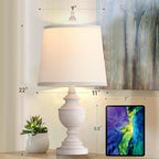 PARTPHONER Retro Table Lamps Set of 2, Bedside Lamp for Bedroom Rustic Farmhouse Table Lamps for Living Room, 22" Vintage Nightstand Lamps with White Shades, White