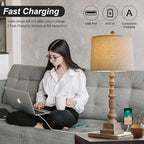 Oneach 27.75" Vintage Farmhouse USB Table Lamps Set of 2 for Living Room Bedroom Traditional Bedside Nightstand Lamp with Dual USB Port Resin Table Lamp with Rotary Switch for Living Room Bedroom