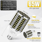 65W LED Corn Light Bulb 6 pack(650W Equivalent ) ,Daylight 5000K E26/E39 Commercial Grade 7800LM Medium Mogul Base LED Lamp,Large Area Lights For Outdoor Indoor Garage Warehouse Factory Bay Light