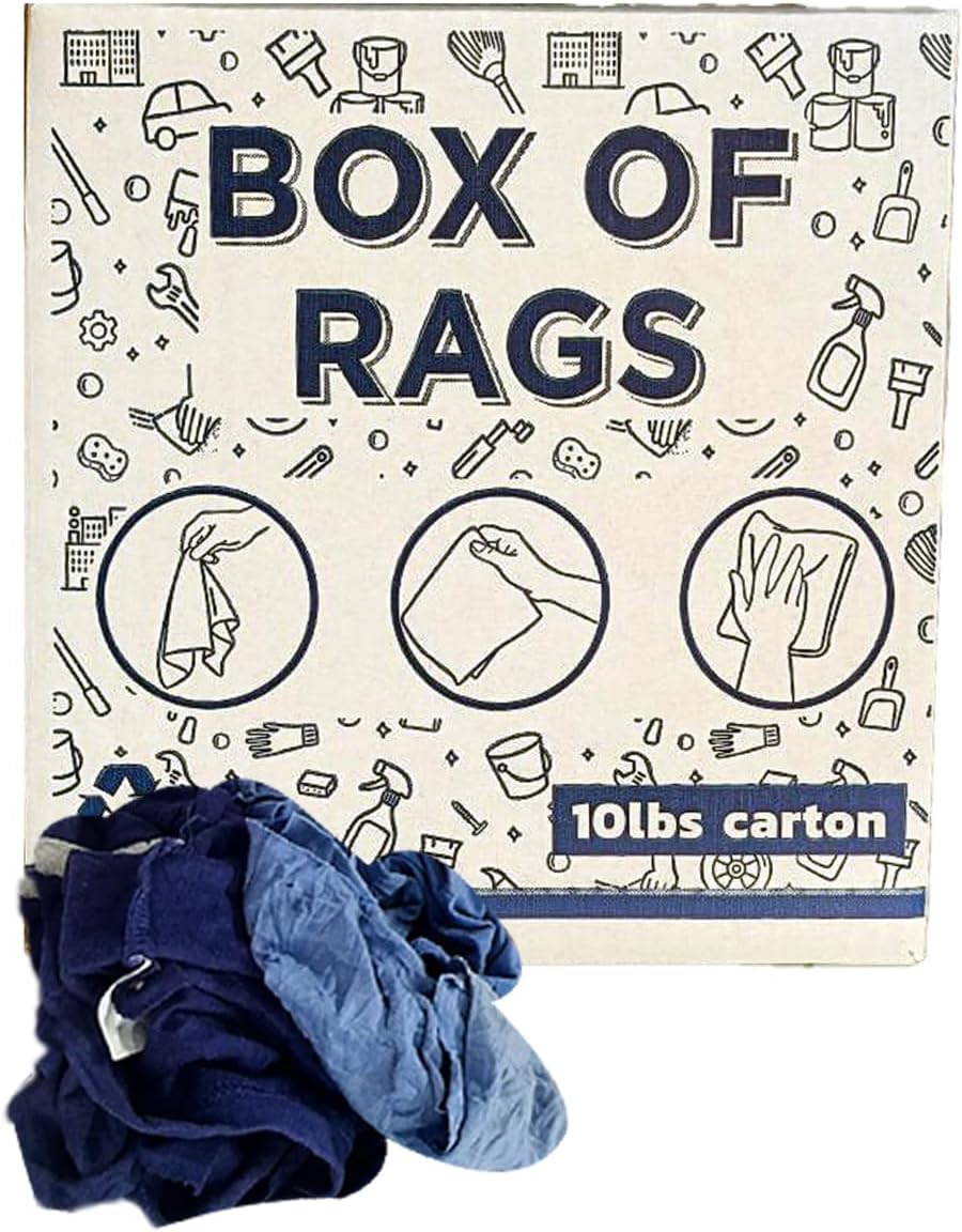 Premium Color Knit Cleaning Rags (60x10 lbs. Boxes Pallet) – Shop Rags Bulk for Workshops, Mechanics, Painters, and Home Use, Multipurpose Cotton T-Shirt Rags
