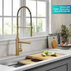KRAUS Artec Pro Commercial Style Pull-Down Single Handle Kitchen Faucet with Pot Filler in Brushed Brass, KPF-1604BB