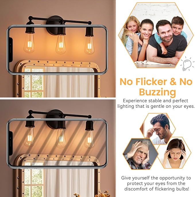 Brightever Warm Light Bulbs 60 Watt Equivalent, 2200K Amber Light Vintage Dimmable LED Edison Bulb, 850LM, 90+CRI, 7W ST58 E26 Bulb, Clear Glass Antique Decorative Lightbulbs for Room, 6-Pack