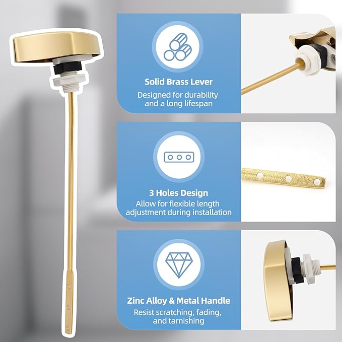 Hibbent Toilet Handle Tank Flush Lever Replacement Compatible with TOTOTHU004-CP Trip Lvr for ST701, CST854, CST884, Side Mount Toilet Tank Flush Lever, Gold