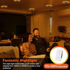 ZYC Canless LED Recessed Lighting 6 Inch 6 Pack 5CCT Ultra-Thin Recessed Downlight Lights with Night Light Mode, 12W 1100LM Dimmable Retrofit Wafer Recessed Ceiling Light, 1800K to 5000K ETL&FCC