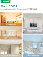 LEDIARY 6 Pack Gimbal LED Recessed Lighting 6 Inch, 5CCT Adjustable Recessed Light Slim Selectable 2700K-6000K,750LM Air Tight Canlights with Jbox,Canless Downlight Ceiling Light with IC Rated ETL