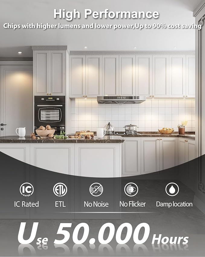 zouzai 2 Inch Adjustable Mini LED Gimbal Light, 5CCT Selectable, 360° Rotation & 90° Tilt for Precise Lighting, Accent or Ambient Illumination in Kitchen, Living Room, Cabinet (White, 1 Pack)