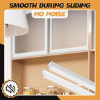 Landical 2 Sets Plastic Sliding Door Track Set for 1/4" Thick Panels Glass Cabinet Door Hardware System Window Sliding Track Easy Quick Installation(4ft,White)