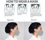 50PCS KN95 Face Mask 5 Layer Cup Dust Safety Masks Breathable Elastic Ear Loops Grey Masks