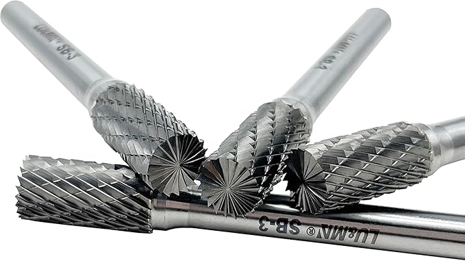 SB-3 Tungsten Carbide Burr Cylinder Shape Double Cut Rotary Burrs File, 4pcs